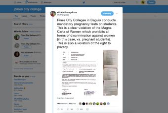 A Baguio college is forcing their students to take pregnancy tests