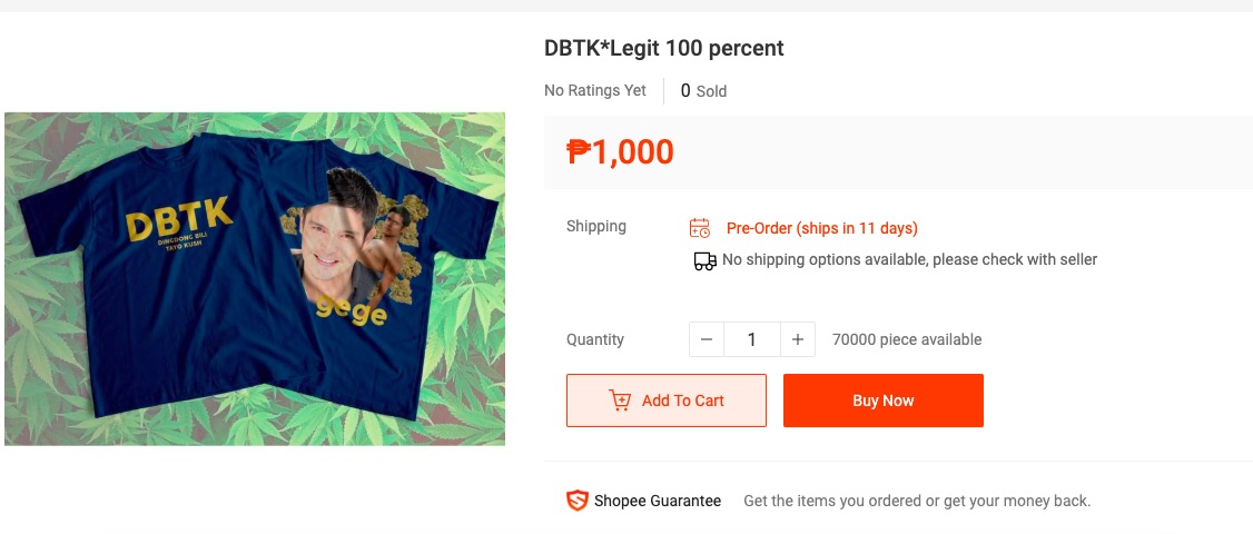For sale on Shopee A DBTK Dingdong Bili Tayo Kush shirt - 002