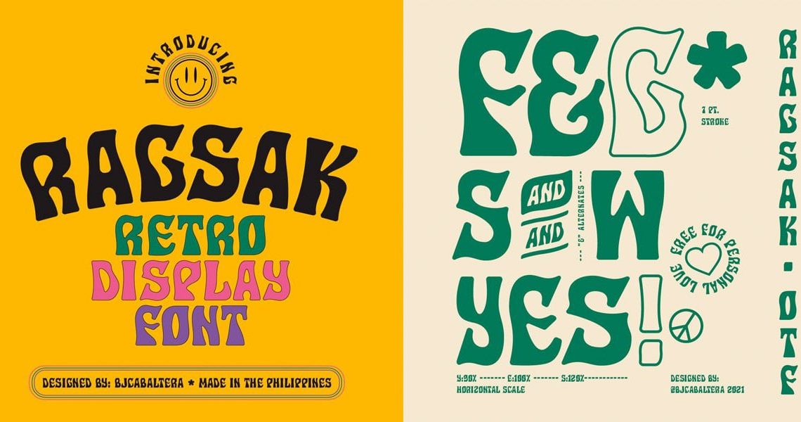 Your next fave font is the funky, ’60s-inspired ‘Ragsak’