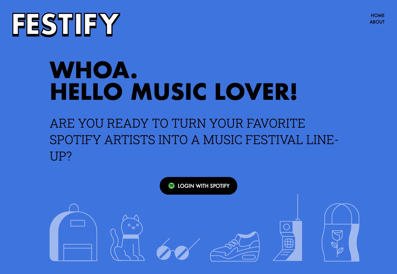 Homepage of Festify