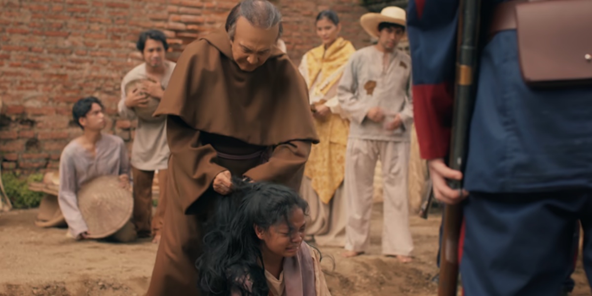 Padre Damaso forcibly cutting a woman’s hair | Photo from "Maria Clara at Ibarra"