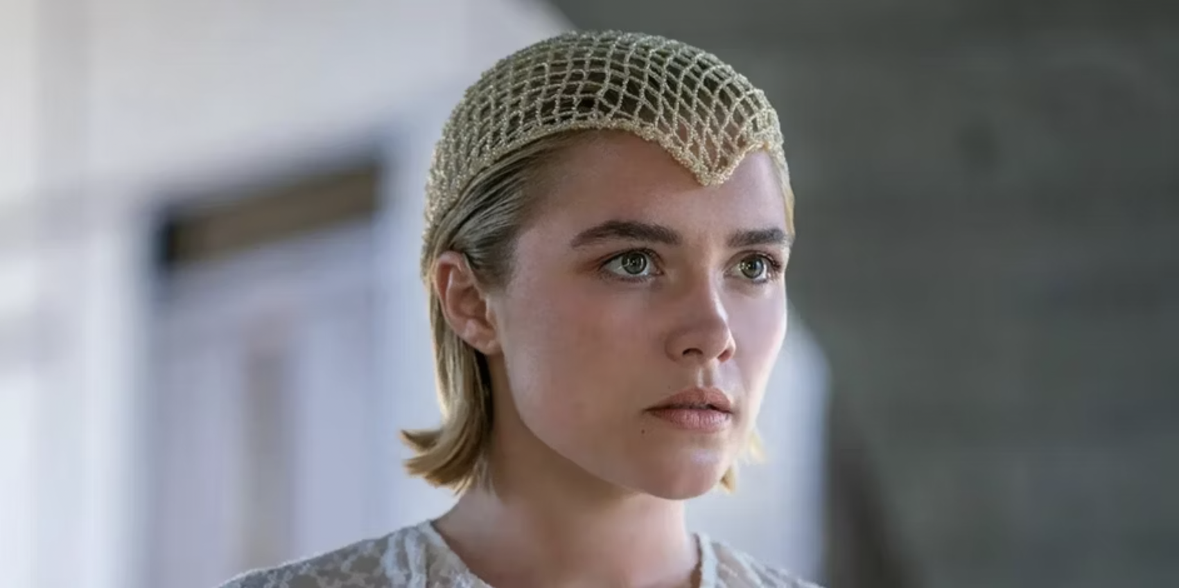 Florence Pugh as Princess Irulan who was trained at an early age as a Bene Gesserit Sister
