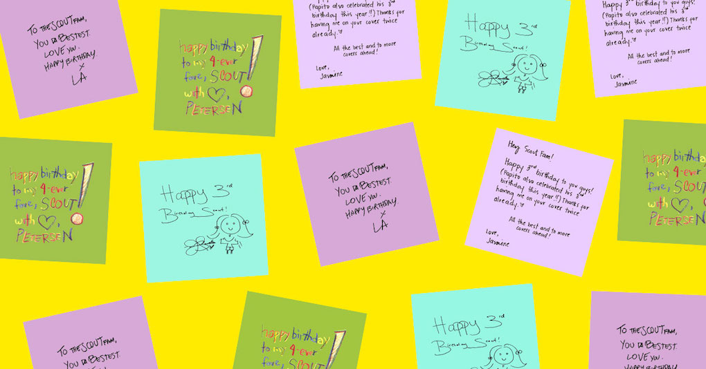 Our Scout friends and family wrote us some sweet birthday messages